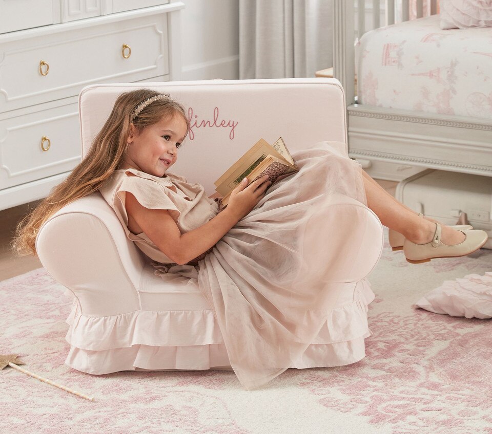 Dusty Blush Ruffle Anywhere ChairÂ® | Pottery Barn Kids Australia