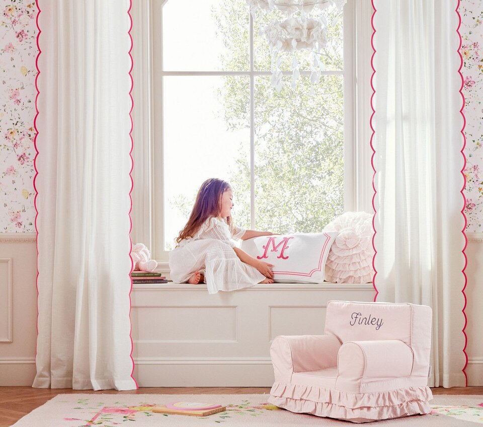 Dusty Blush Ruffle Anywhere ChairÂ® | Pottery Barn Kids Australia