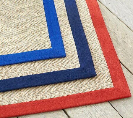 Chenille Jute Thick Solid Border Rug