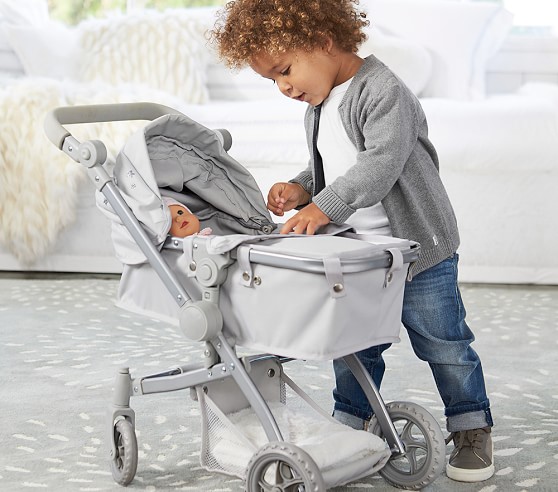 pink glitter mini doll pram