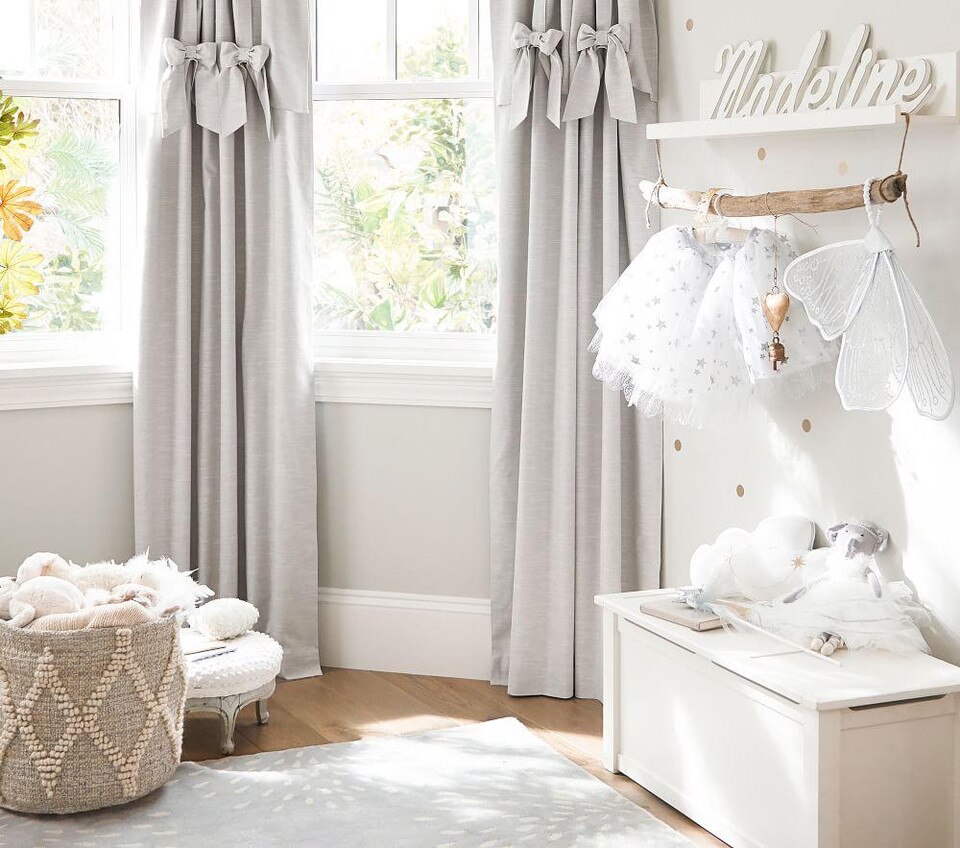 Evelyn Linen Blend Bow Valance Blackout Curtain Pottery