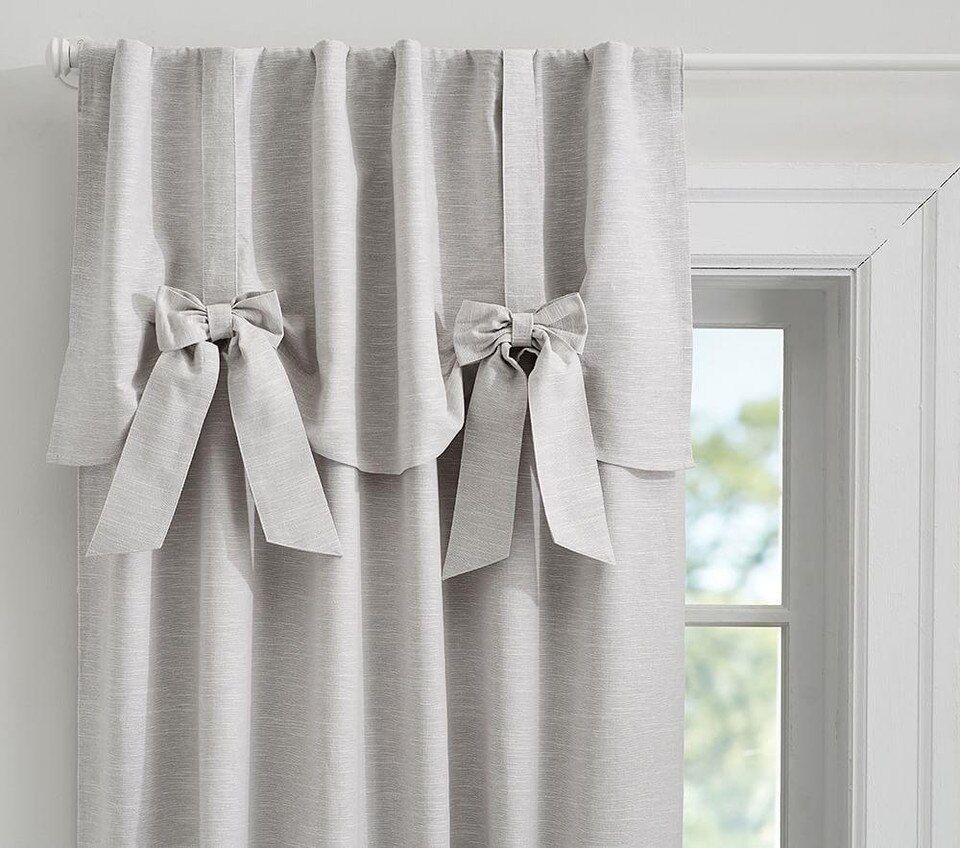 Evelyn Linen Blend Bow Valance Blackout Curtain Pottery