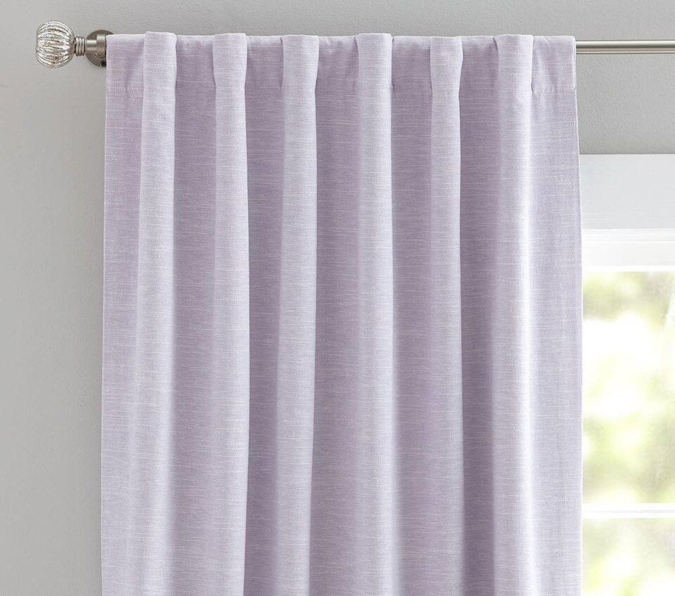Evelyn Linen Blend Ruffle Bottom Blackout Curtain