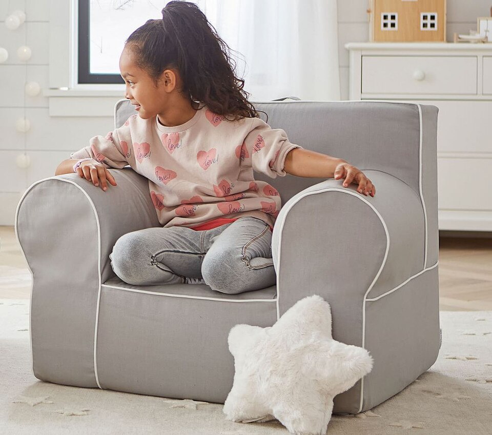 Oversized Grey with White Piping Anywhere Chair®