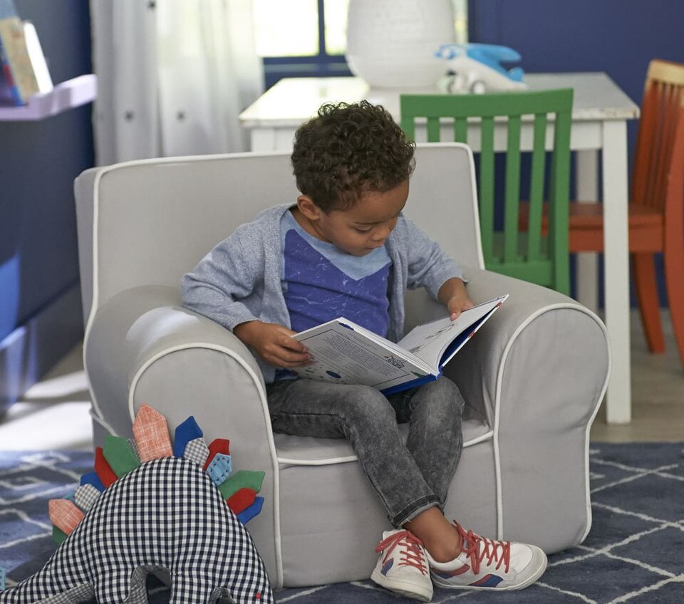 Oversized Grey with White Piping Anywhere Chair®