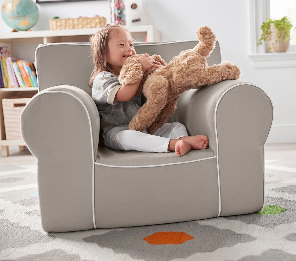 Oversized Grey with White Piping Anywhere Chair®