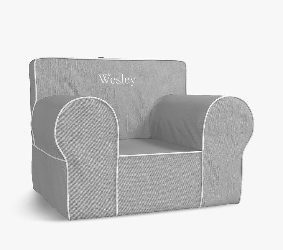 Oversized Grey with White Piping Anywhere Chair®