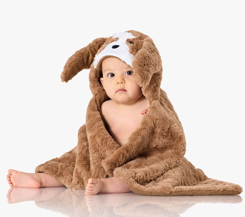 Jack Spaniel Faux Fur Baby Bath Wrap