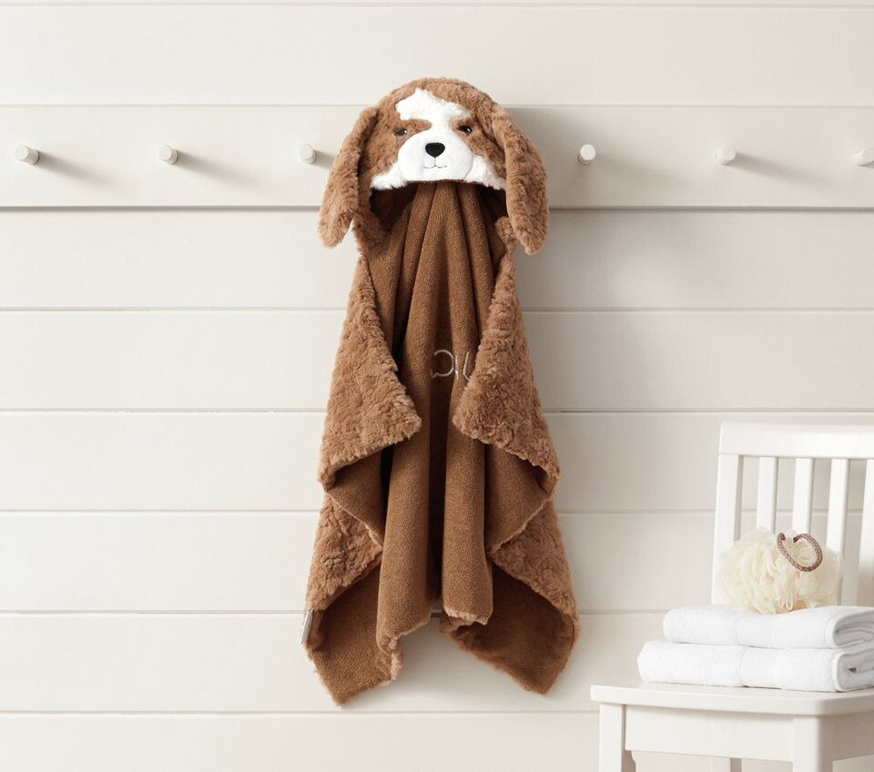 Jack Spaniel Faux Fur Baby Bath Wrap