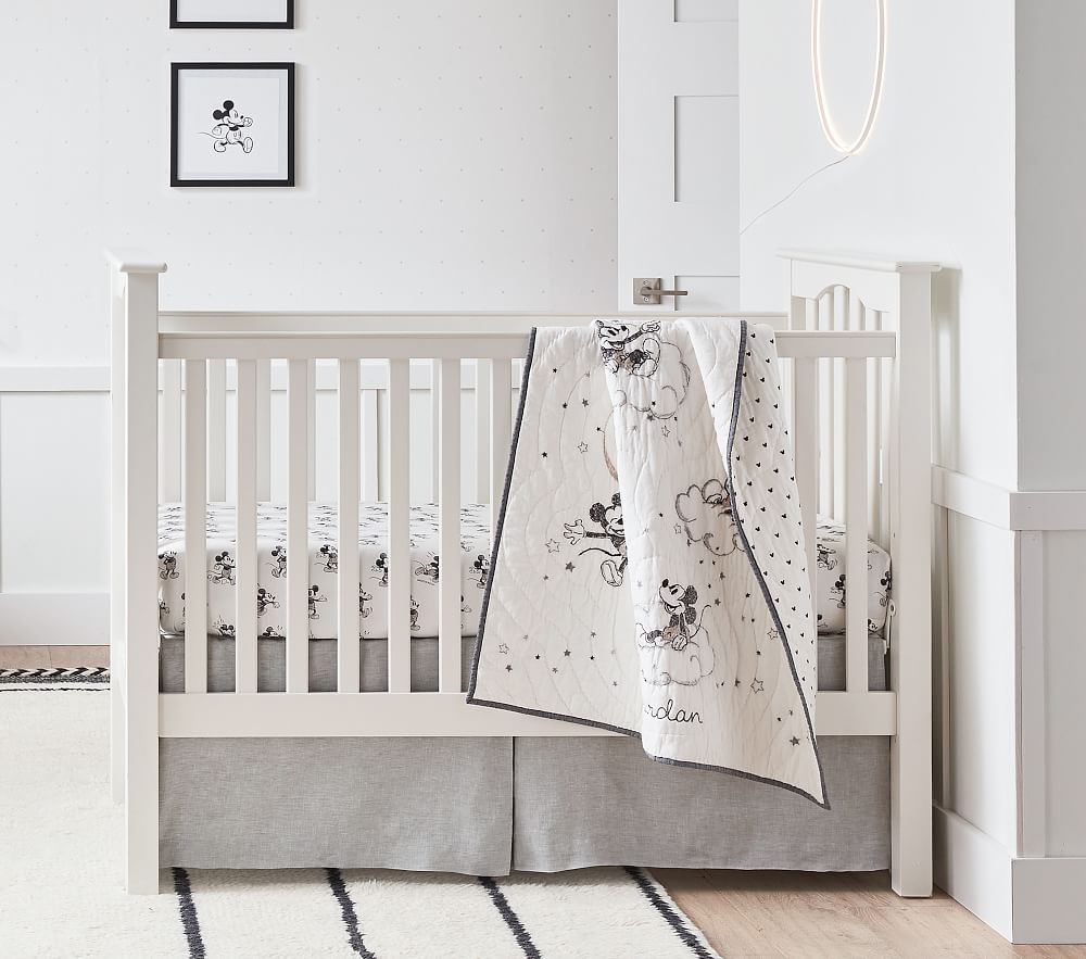 Flax Linen Cot Frilled Valance Sheet  Linen Nursery  Baby Gift Natur