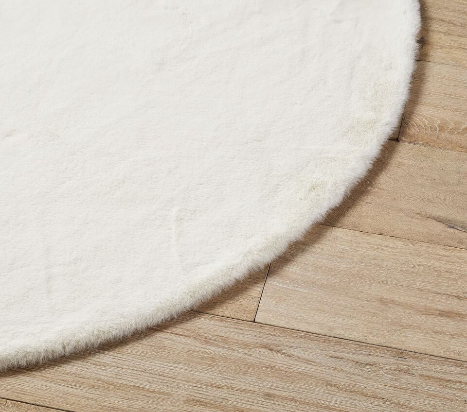 Machine Washable Faux Fur Nursery Round Rug