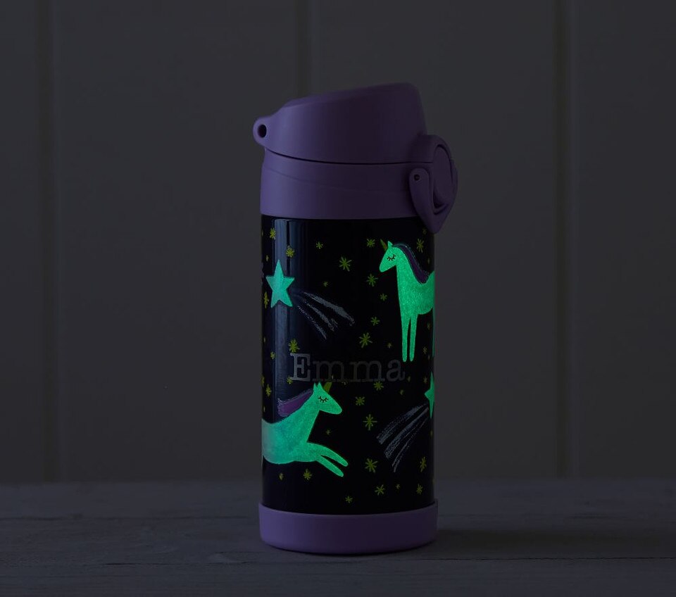 Mackenzie Navy Night Unicorn Glow-in-the-Dark Water Bottles