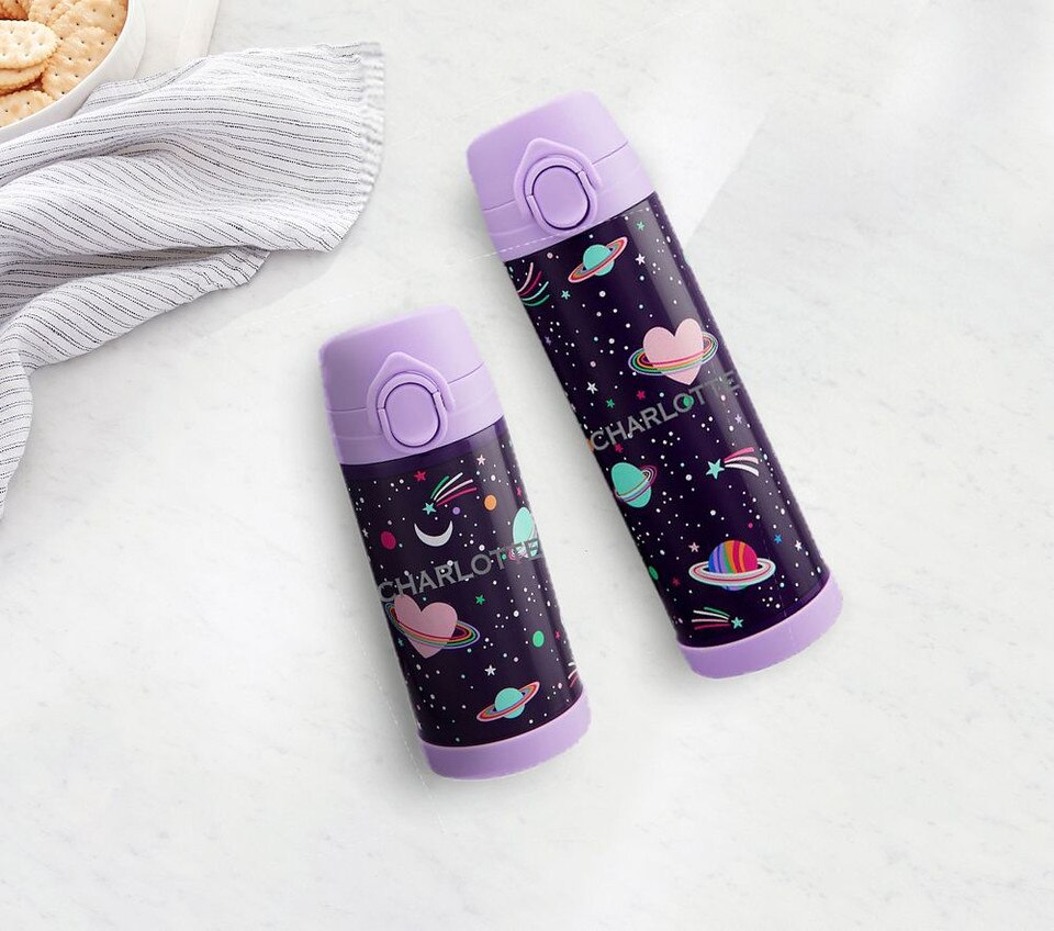 Mackenzie Rainbow Heart Galaxy Glow-in-the-Dark Water Bottles