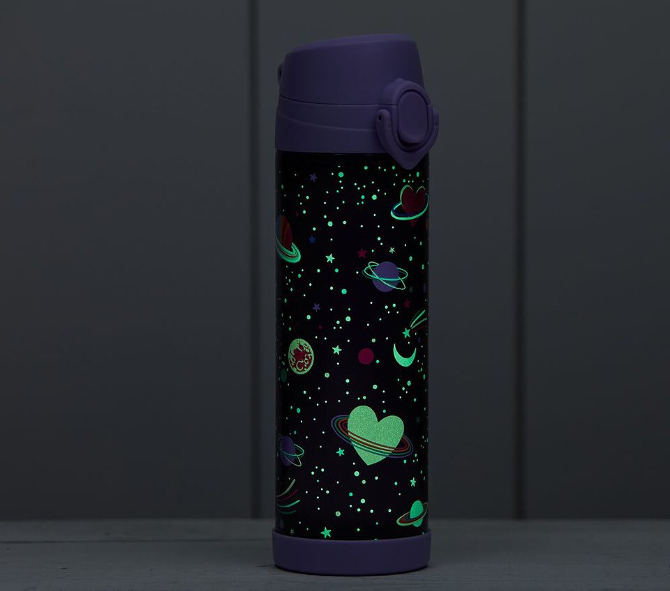 Mackenzie Rainbow Heart Galaxy Glow-in-the-Dark Water Bottles