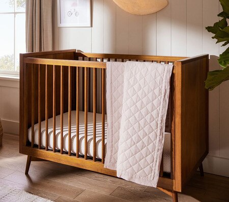 Mid Century Crib Solid Wood West Elm X PBK Mid-Century Convertible
