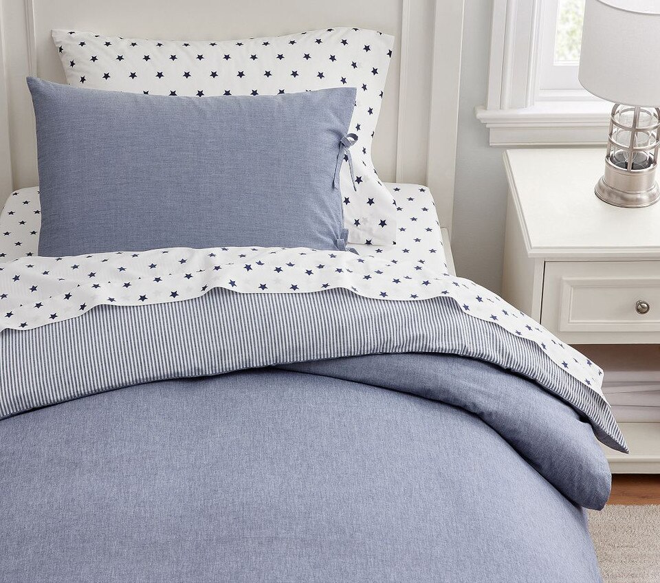 Chambray Reversible Organic Quilt Cover & Pillowcases