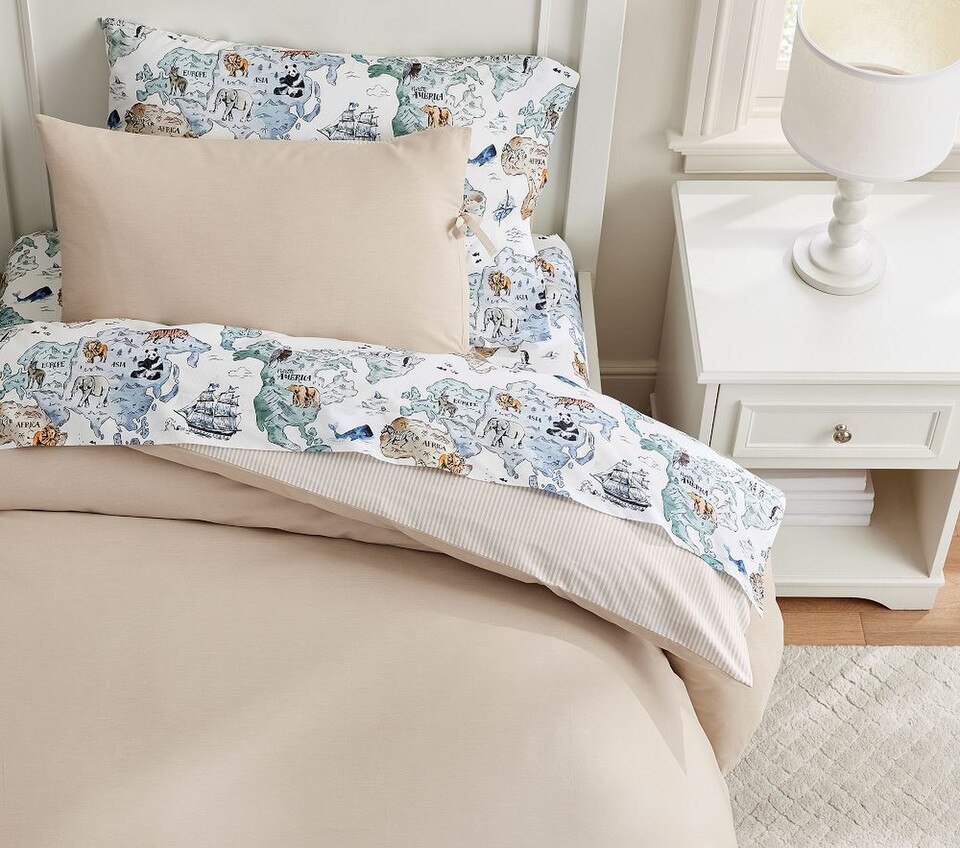 Chambray Reversible Organic Quilt Cover & Pillowcases