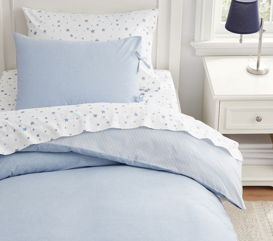 Chambray Reversible Organic Quilt Cover & Pillowcases