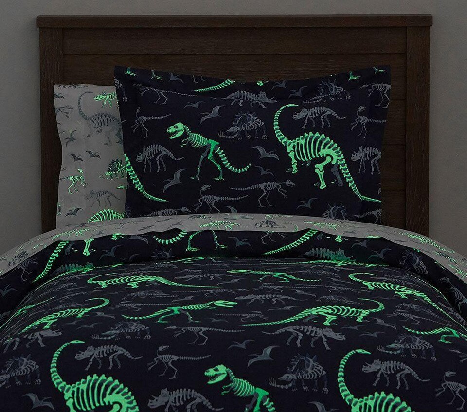 Organic Dino Bones Glow-in-the-Dark Quilt Cover | Pottery ...