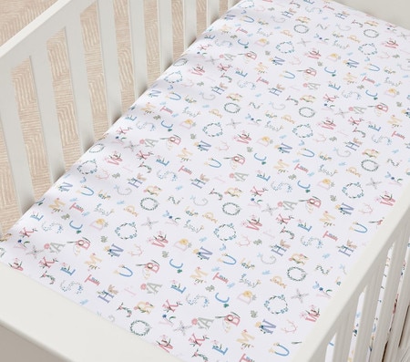 Floral ABC Organic Cot Fitted Sheet Pottery Barn Kids AU