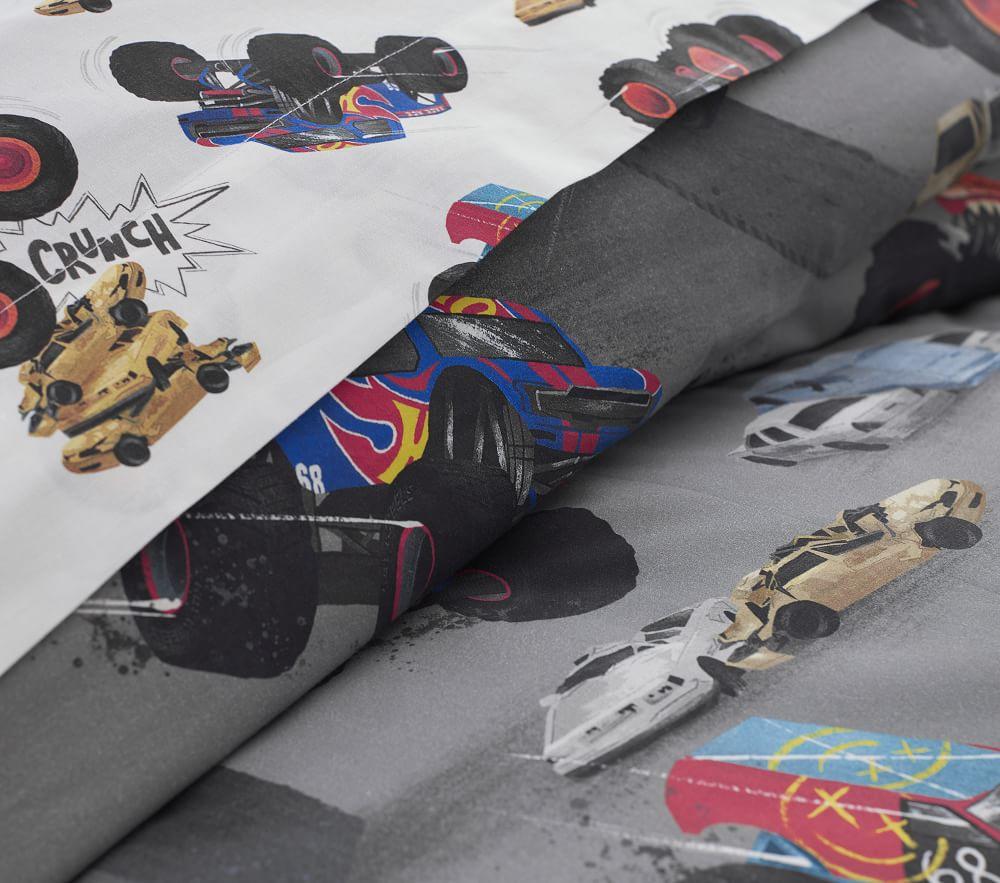 pottery barn hot wheels sheets