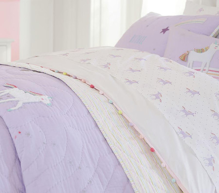 Organic Unicorn Rainbow Sheet Set, Unicorn Bed Sheets King Size