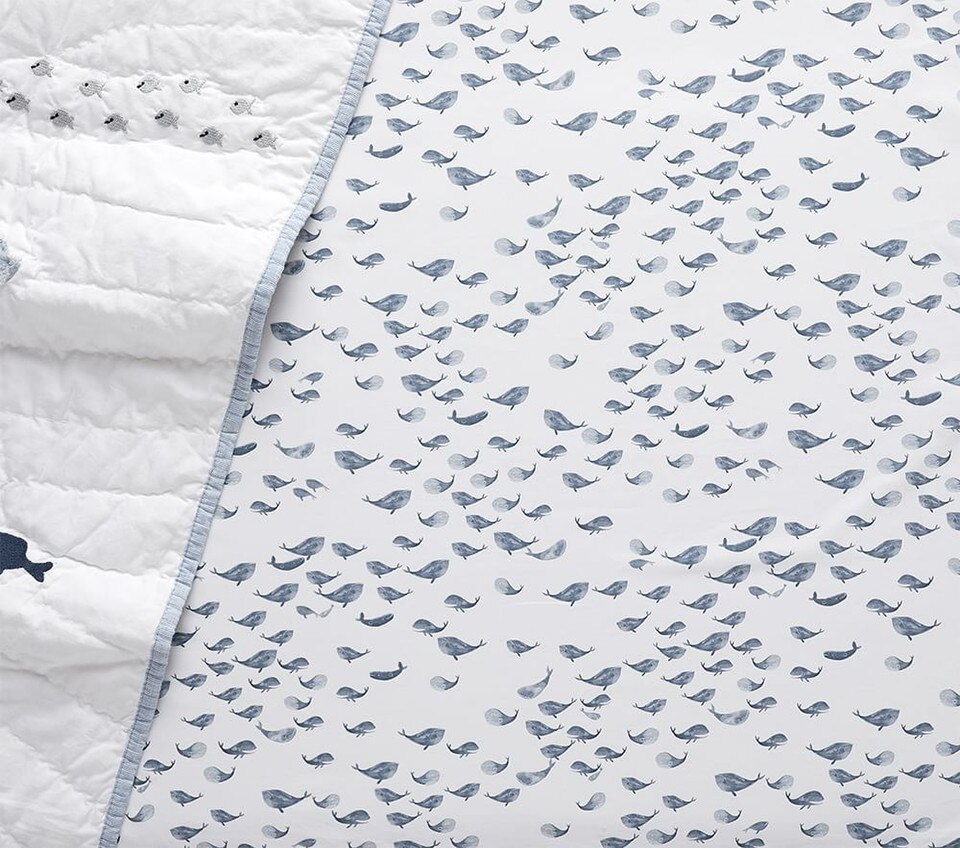 Watercolour Whale Organic Cot Fitted Sheet