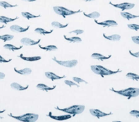 Watercolour Whale Organic Cot Fitted Sheet Pottery Barn Kids