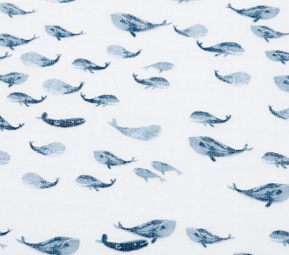 Watercolour Whale Organic Cot Fitted Sheet