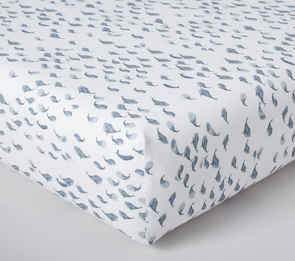 Watercolour Whale Organic Cot Fitted Sheet