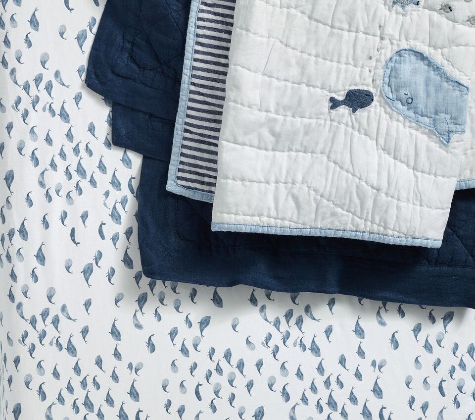 Watercolour Whale Organic Cot Fitted Sheet