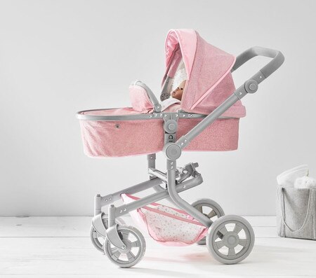 Pink Glitter Convertible 3-in-1 Doll Pram Stroller Pottery Barn