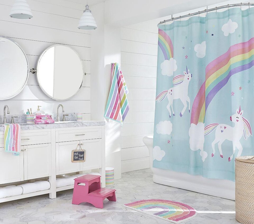 Rainbow Unicorn Shower Curtain Pottery Barn Kids