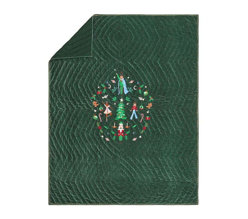 Rifle Paper Co. Green Velvet Nutcracker Comforter & Pillowcase