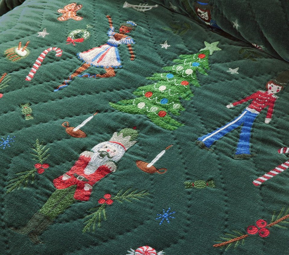 Rifle Paper Co. Green Velvet Nutcracker Comforter & Pillowcase
