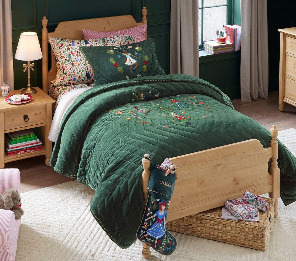 Rifle Paper Co. Green Velvet Nutcracker Comforter & Pillowcase