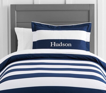 Rugby Stripe Quilt Cover Blue Pottery Barn Kids Au