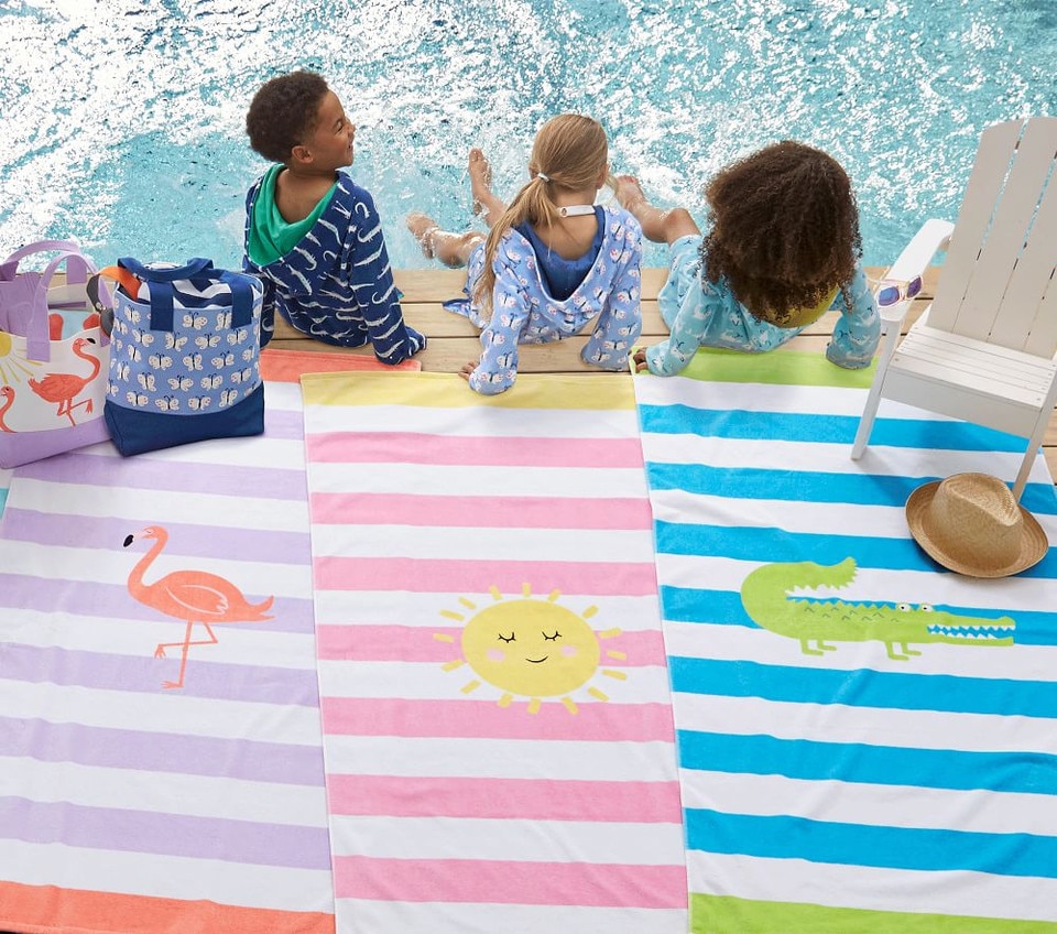 Sunshine Stripe Kids Beach Towel