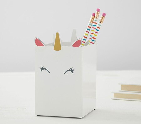 White Unicorn Pencil Holder