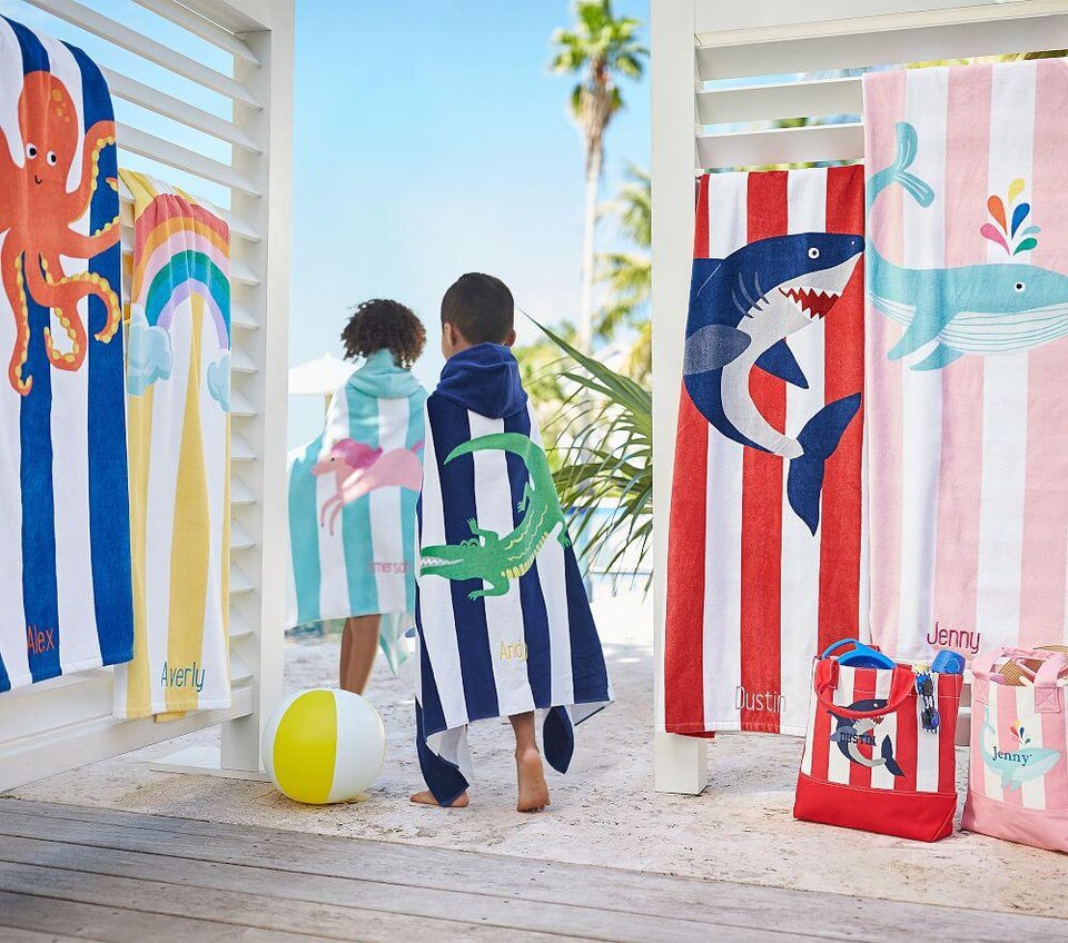 Unicorn Stripe Beach Towel Pottery Barn Kids