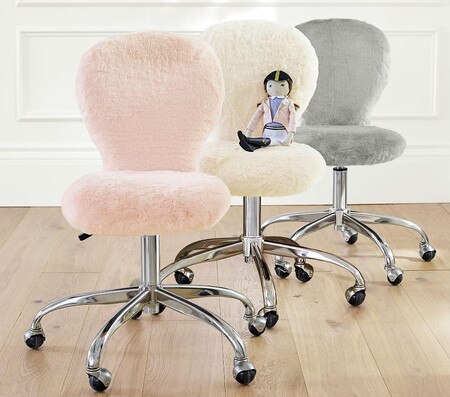 Round Upholstered Desk Chair Brushed Nickel Base Pottery Barn