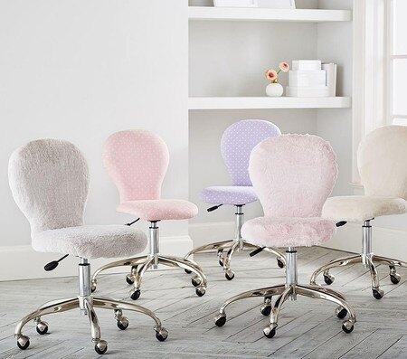 Round Upholstered Desk Chair Brushed Nickel Base Pottery Barn