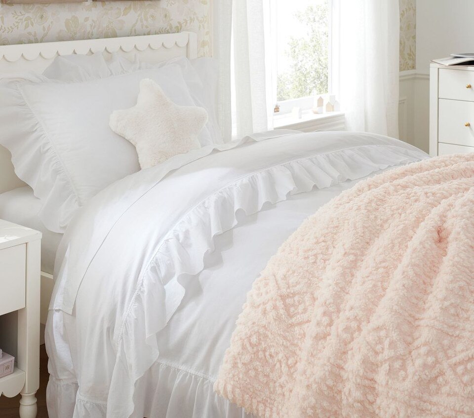 Washed Cotton Ruffle Organic Quilt Cover & Pillowcases