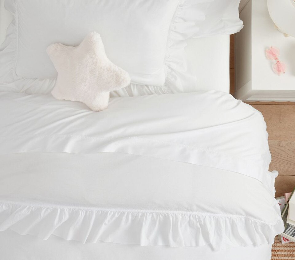 Washed Cotton Ruffle Organic Quilt Cover & Pillowcases