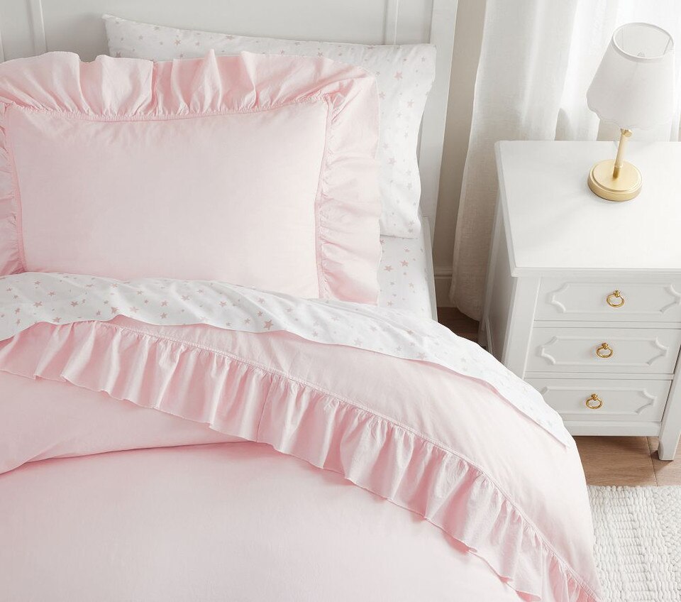 Washed Cotton Ruffle Organic Quilt Cover & Pillowcases
