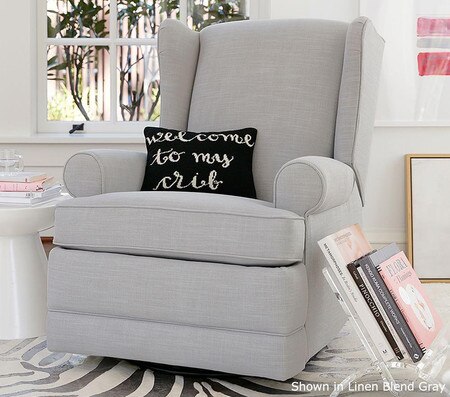 Wingback Glider Recliner Linen Blend Grey Pottery Barn Kids Au